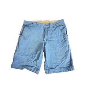 Columbia Regular Fit Chino Denim Shorts Men Size 33 Blue chambray 10" Inseam
